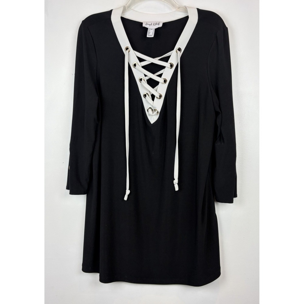 Joseph Ribkoff Tunic Top Womens 14 Black White Event Old Money Office Career